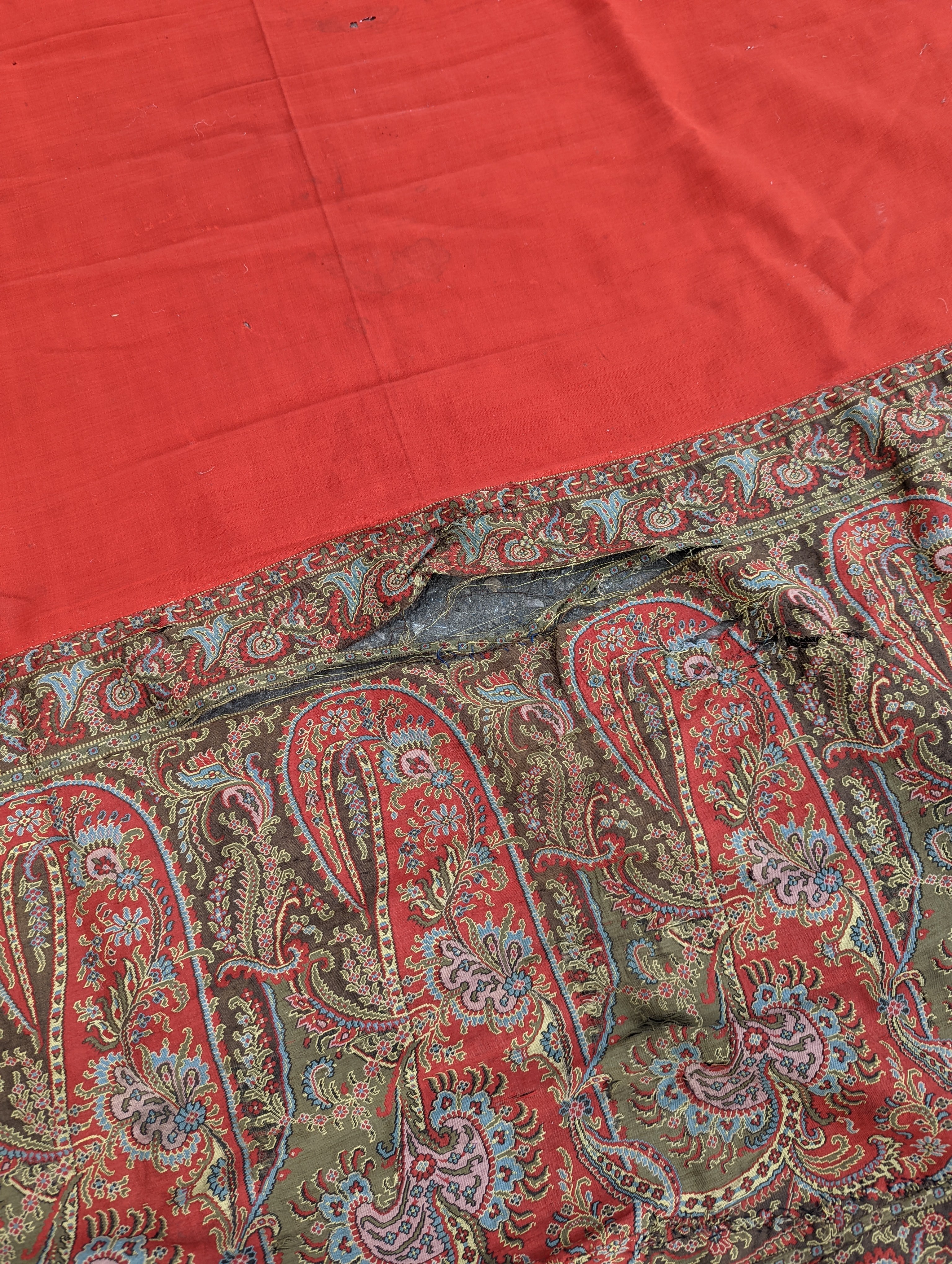 A silkwork shawl (a.f.) 270 x 140cm and an Indian embroidered cloth, 185 x180cm